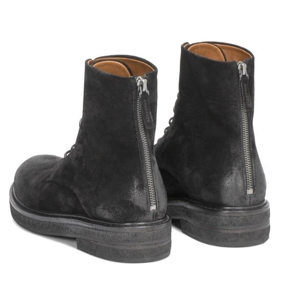 MARSELL PARRUCCA NABUCK SUEDE LEATHER ZIPPED COMBAT BOOTS BOOTIES BLACK SIZE 6 - Picture 6 of 14